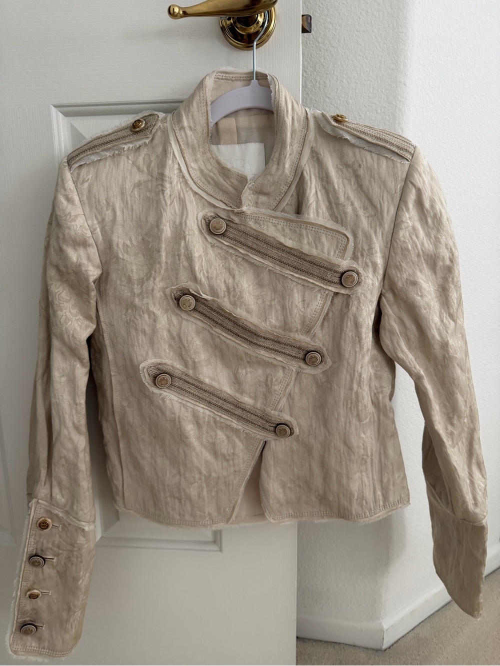 Zara Cream Military-Inspired Cropped Jacket